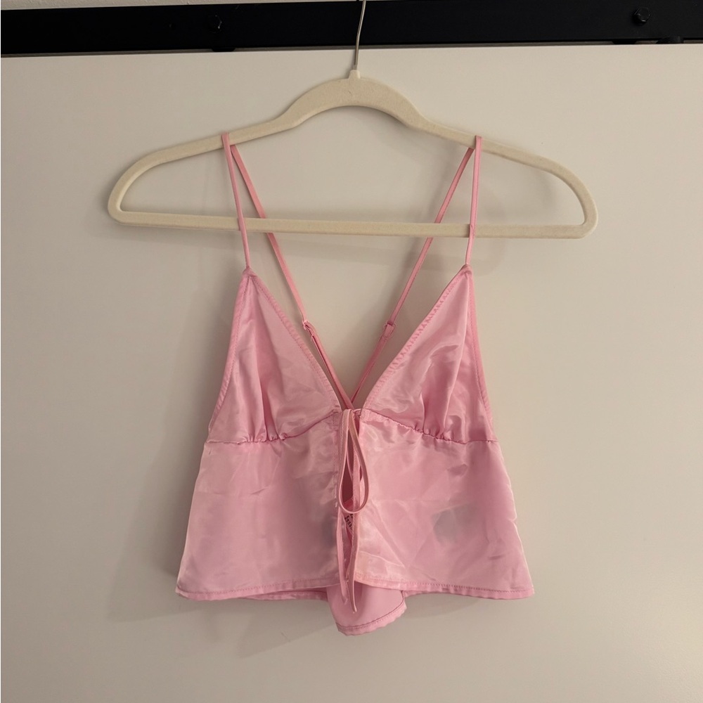 H&M Pink Satin Crop Top